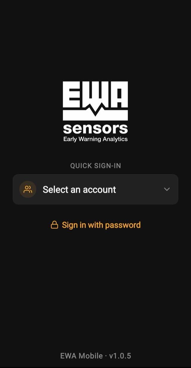 EWA mobile app — quick sign-in with saved accounts