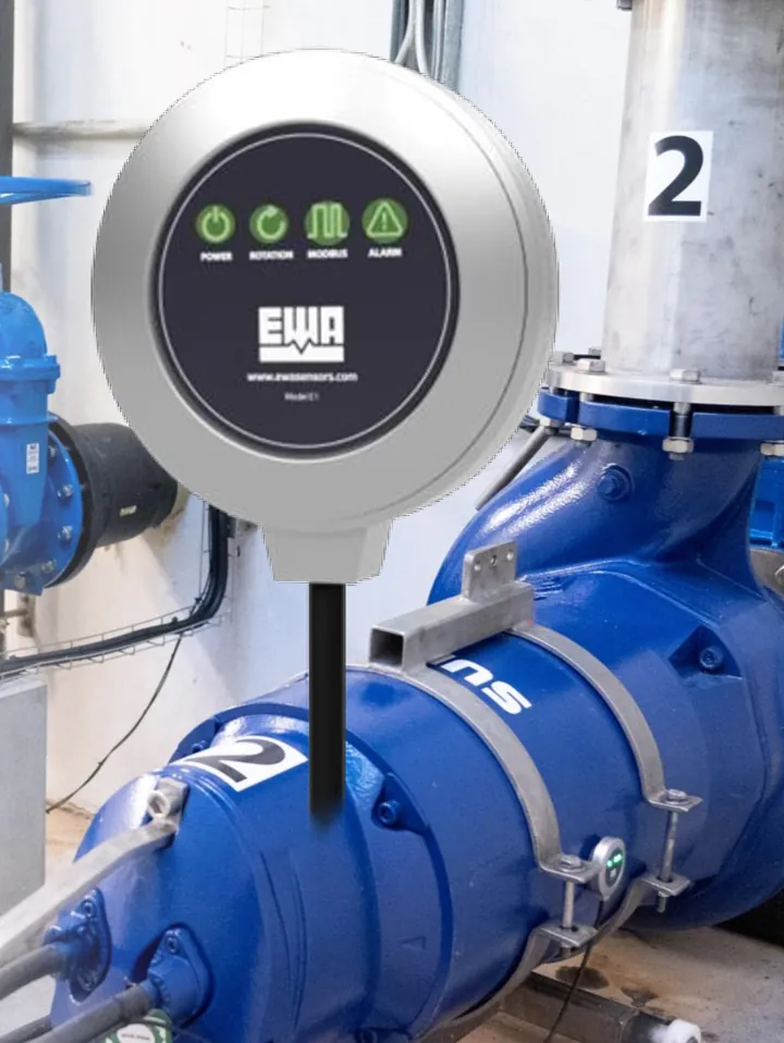 EWA Sensor E1 mounted on a pump