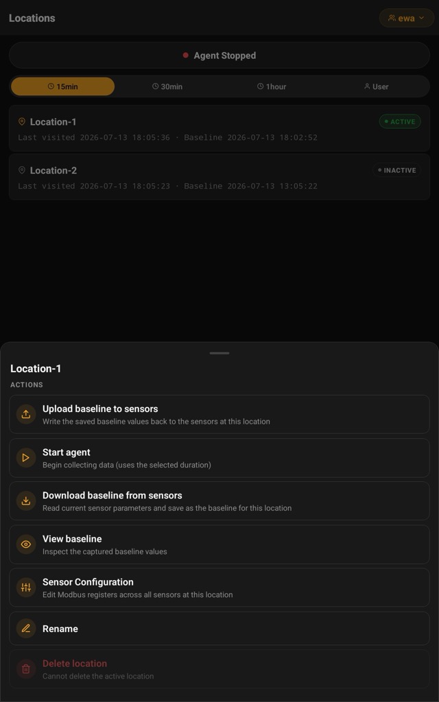 Portable Agent — upload or download baselines and start the agent per location