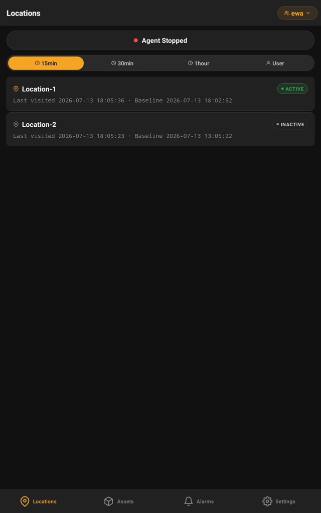 Portable Agent — named locations with saved baselines and auto-stop timer